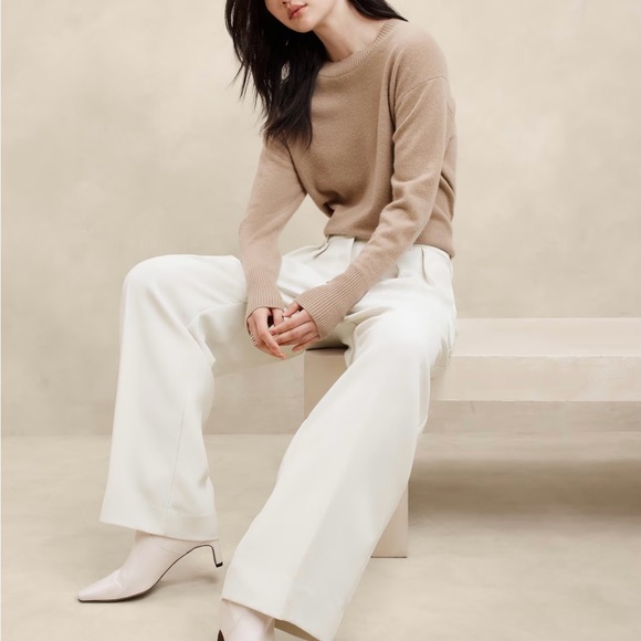 Banana Republic Ivory Pleated Pants size 6 - Picture 2 of 4